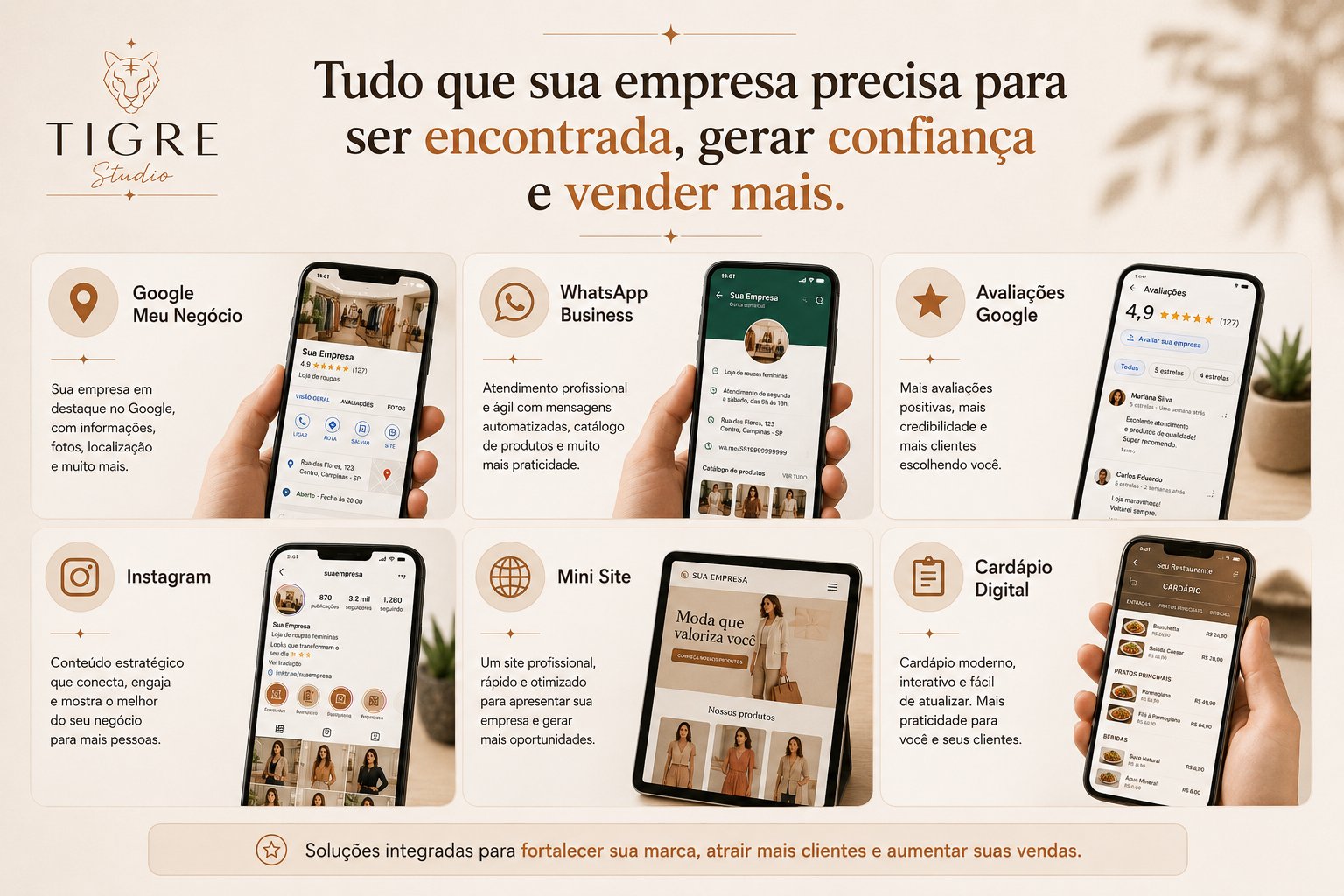 Tudo que sua empresa precisa para ser encontrada, gerar confiança e vender mais - Tigre Studio